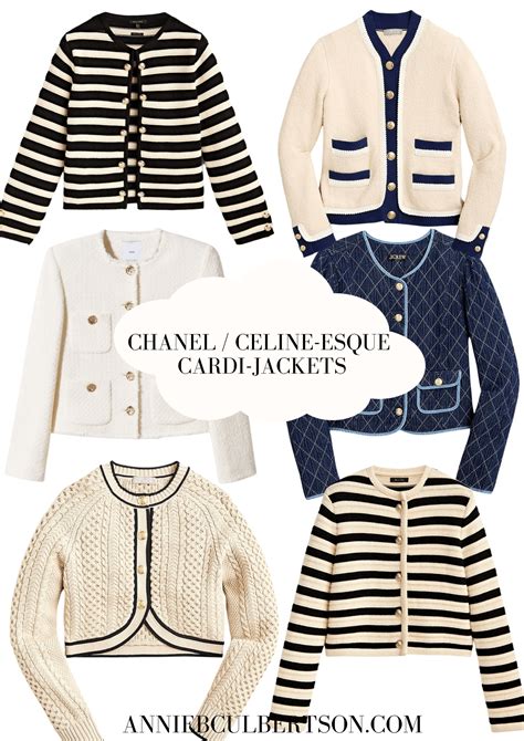 celine striped sweater dupe|Celine and Chanel Inspired Cardigan Jackets .